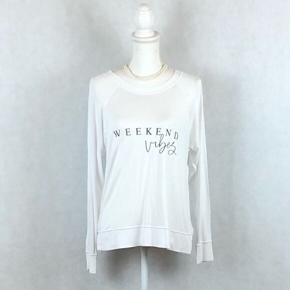 Sz S Night Fox White Weekend Vibes Top - Picture 1 of 7